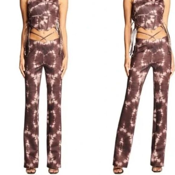 I am Gia medium brown tie die evie pants flare festival concert rave pants - Picture 2 of 10